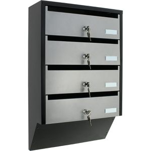 Produktbild für Briefkasten Rottner T06209 Depot 4 silber/schwarz, aus Stahl