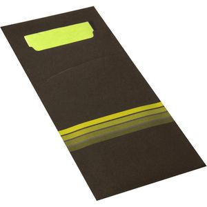 Produktbild für Bestecktaschen Papstar Stripes, schwarz / limone