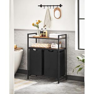 Produktbild für Wäschekorb Vasagle BLH211B01, schwarz, 2 Fächer