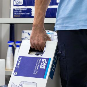 Produktbild für Putztuchrolle Tork Mini, 120123, M1, aus Zellstoff, weiß