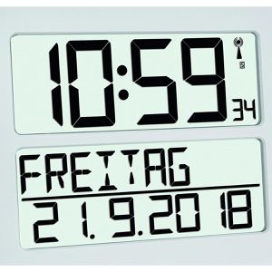 Produktbild für Wanduhr TFA 60.4512.02 Timeline, Kunststoff, digital, Funkuhr