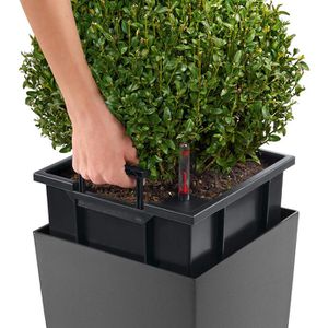 Produktbild für Übertopf Lechuza CUBICO 30, schwarz hochglanz, 30 x 57 x 30 cm