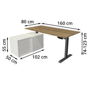 Produktbild für Schreibtisch Kerkmann Move 1, 2170, eiche, mit Sideboard