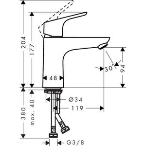 Produktbild für Waschtischarmatur hansgrohe Focus 100, 31517000, verchromt