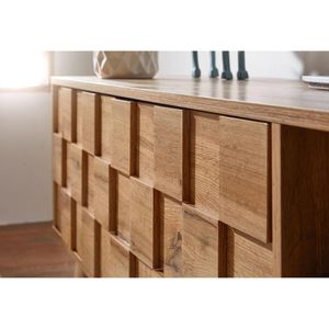 Produktbild für Lowboard Wohnling WL6.578, aus Massivholz, grifflos, eiche
