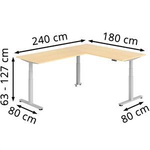 Produktbild für Schreibtisch Hammerbacher XDSMW, ahorn / silber