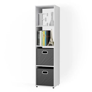 Bücherregal Vicco Ludus, weiß, mit 2 Faltboxen