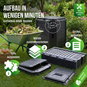 Produktbild für Komposter Deuba 106393, schwarz, aus Kunststoff
