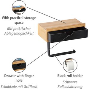 Produktbild für Toilettenpapierhalter Wenko Bambusa, braun / schwarz
