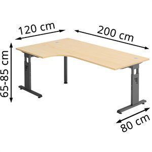 Produktbild für Schreibtisch Hammerbacher O-Serie, ahorn / graphit