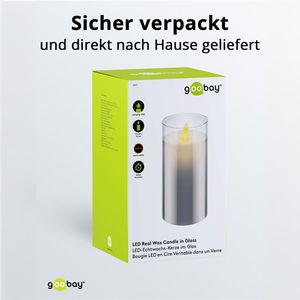 Produktbild für LED-Kerze Goobay 60372, Echtwachs im Glas, grau