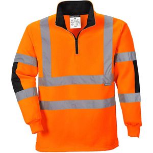 Portwest Arbeitspullover Xenon-Rugby-Shirt, B308, Warnschutzpullover mit Stehkragen,orange,Größe 3XL