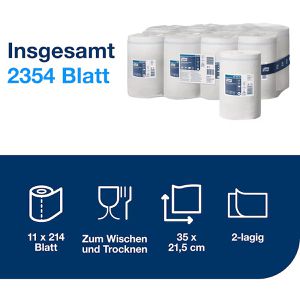 Produktbild für Putztuchrolle Tork Mini, 101221, M1, aus Zellstoff, weiß