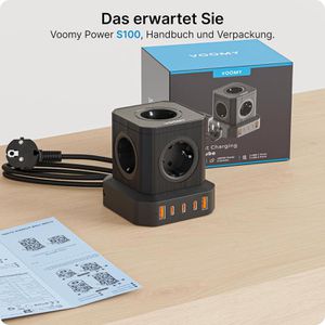 Produktbild für Steckdosenwürfel Voomy Power S100, 2m Kabel