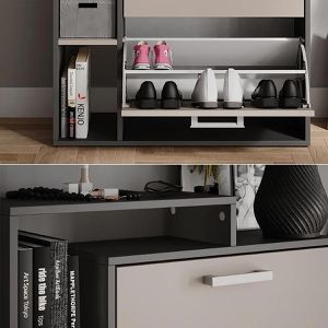 Produktbild für Schuhschrank Vicco Orlando, anthrazit / greige
