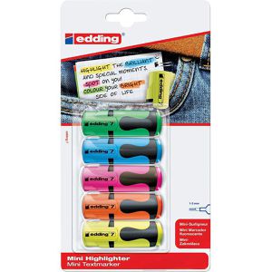 Produktbild für Textmarker Edding 7, Mini Highlighter, 5 Stück