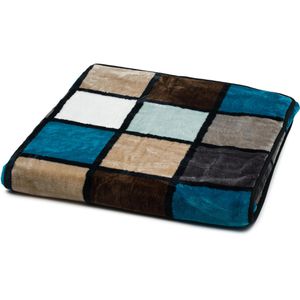 Produktbild für Kuscheldecke Gözze Antigua Cashmere Feeling, aqua/taupe/petrol