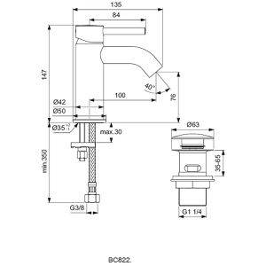 Produktbild für Waschtischarmatur Ideal-Standard Ceraline BC822AA, verchromt