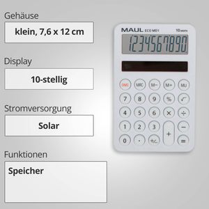 Produktbild für Taschenrechner Maul ECO MD 1, Recycling, weiß
