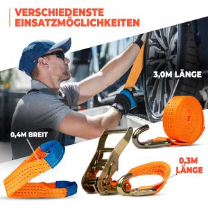 Produktbild für Spanngurt NTG für Autotransporte, mit Spitzhaken und Ratsche