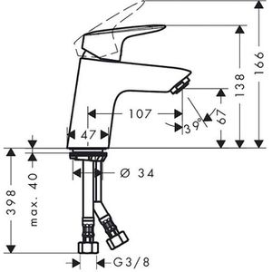 Produktbild für Waschtischarmatur hansgrohe Logis 70, 71071000, verchromt