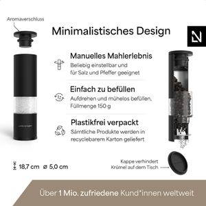 Produktbild für Gewürzmühle LARS-NYSØM Lagom Carbon Black, Höhe 18,7 cm