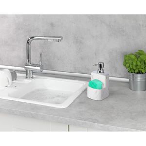 Produktbild für Spülmittelspender Wenko Festival Marmor 54665100, weiß-grau