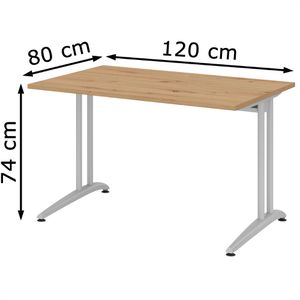 Produktbild für Schreibtisch Hammerbacher B-Serie, asteiche / silber
