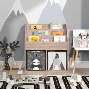Produktbild für Bücherregal Vicco Luigi, sonoma eiche, mit 2 Faltboxen