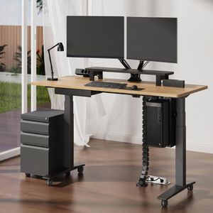 Produktbild für Schreibtisch FlexiSpot E7B-Pro 2026, ahorn / schwarz