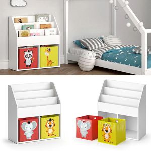 Produktbild für Bücherregal Vicco Luigi, weiß, mit 2 Faltboxen