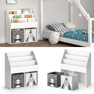 Produktbild für Bücherregal Vicco Luigi, weiß, mit 2 Faltboxen
