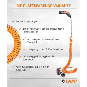 Produktbild für Elektroauto-Ladekabel Lapp Spiral, IP55, 5 m