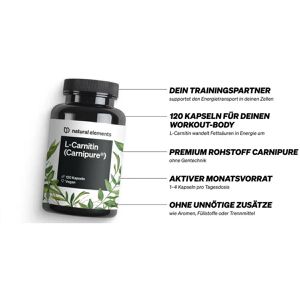Produktbild für Carnitin natural-elements Aminosäure L-Carnitin, 120 Kapseln
