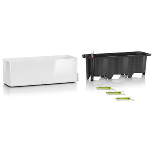 Produktbild für Übertopf Lechuza CUBE Glossy Triple, weiß hochglanz,40x14x14cm