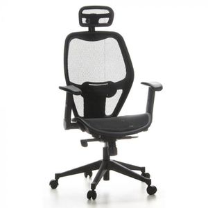 hJh-OFFICE Bürostuhl AIR-PORT, 653000, schwarz, Stoff / Netz, mit Kopfstütze, bis 110 kg