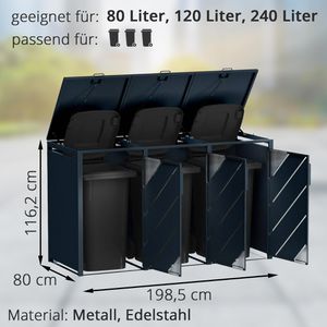 Produktbild für Mülltonnenbox Metzler MMB-7-3X, Metall