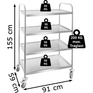 Produktbild für Servierwagen Royal-Catering RCSW-4, silber, aus Edelstahl