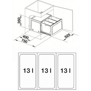 Produktbild für Einbaumülleimer BLANCO Botton Pro 60/3 Manuell