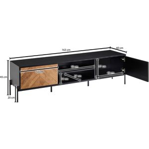 Produktbild für Lowboard Wohnling WL6.580, aus Holz, grifflos, schwarz / eiche