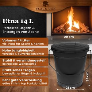 Produktbild für Ascheeimer Black-Oak Etna, schwarz, mit Deckel