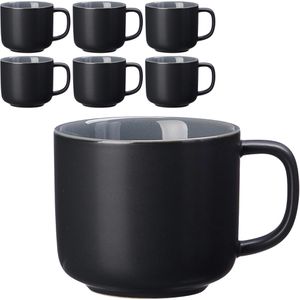 RitzenhoffundBreker Kaffeetassen Jasper, 240 ml, Keramik, schwarz, 6 Stück , 6 Stück