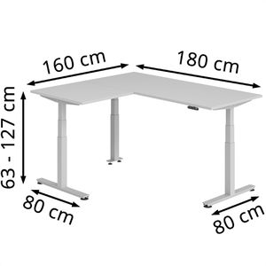 Produktbild für Schreibtisch Hammerbacher XDSMW, lichtgrau / silber