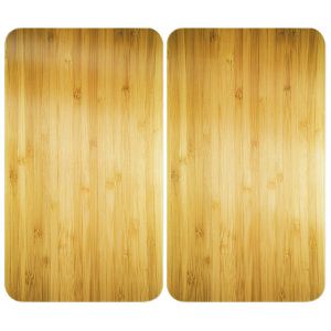 Herdabdeckplatte Wenko mit Holzoptik, aus Sicherheitsglas