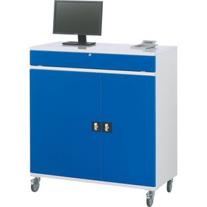 Produktbild für Computerschrank Rau Modell 60, lichtgrau / blau