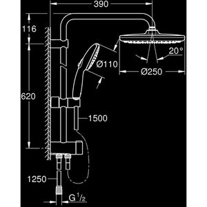 Produktbild für Duschsystem GROHE Vitalio Start System 250, verchromt