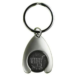 BASI Schlüsselanhänger Metall-Einkaufswagenchip, Metall, silber, 1 Stück