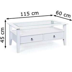 Produktbild für Couchtisch Inter-Link Provence 20901515, aus Glas / Holz, weiß