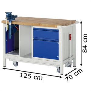 Produktbild für Werkbank Rau Basic 8181-6, blau, mit Rollen