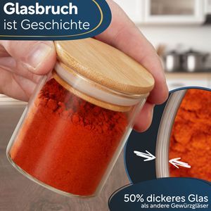 Produktbild für Gewürzgläser Clidor aus Glas, mit Bambusdeckel